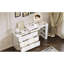 Bureau de meuble-lavabo avec miroir et lumières, plateau de table de maquillage blanc, 7 tiroirs, 9 compartiments, 3 tablettes, modes de couleurs réglables, aménagement convertible pour la chambre à coucher avec éclairage flexible à DEL