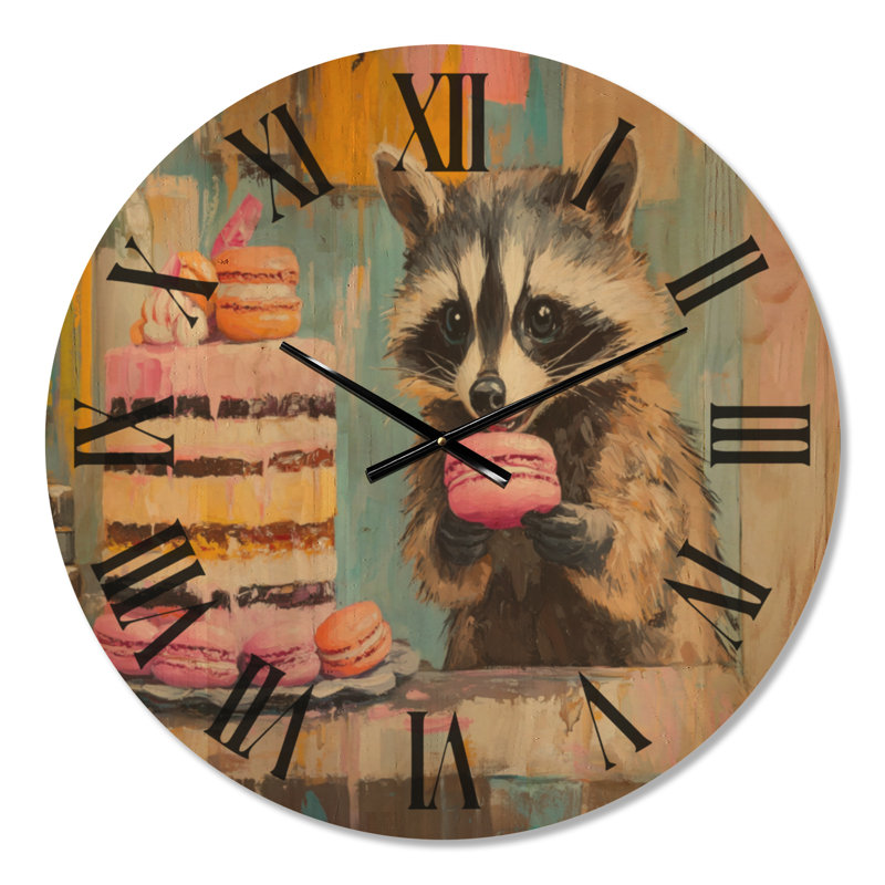 Horloge murale de cuisine Sweet Macaron Bandit, grande taille, imprimée sur bois, Médium