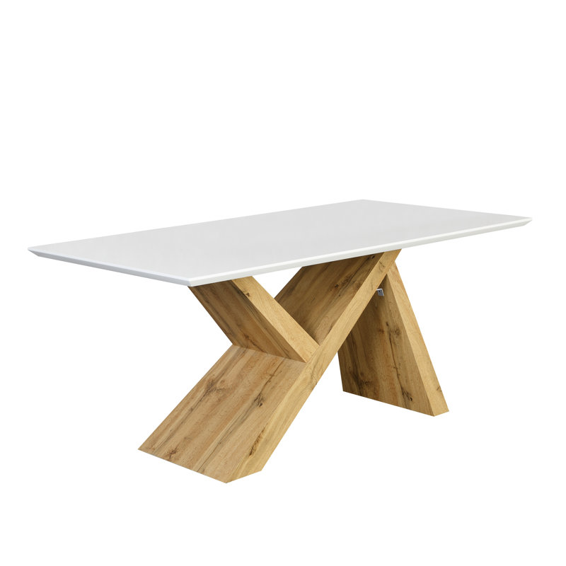 Kreider Glass Top Dining Table, Oak/White