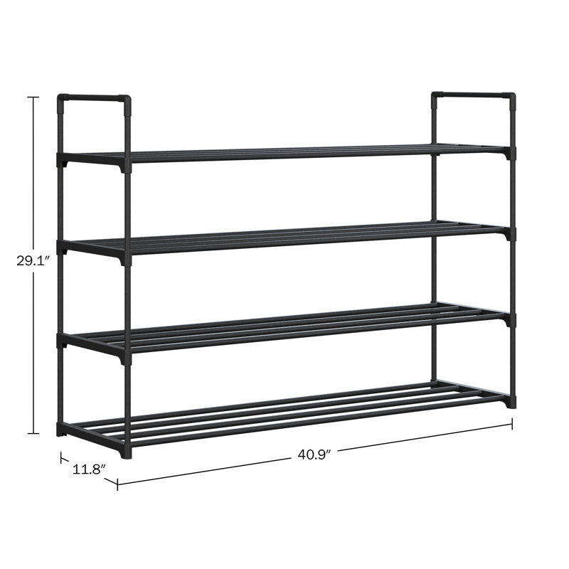 Shoe Rack - 4-Tier Shoe Organizer for Closet, Bathroom, Entryway - Shelf Holds 20 Pairs Sneakers, Heels, Boots by Home-Complete