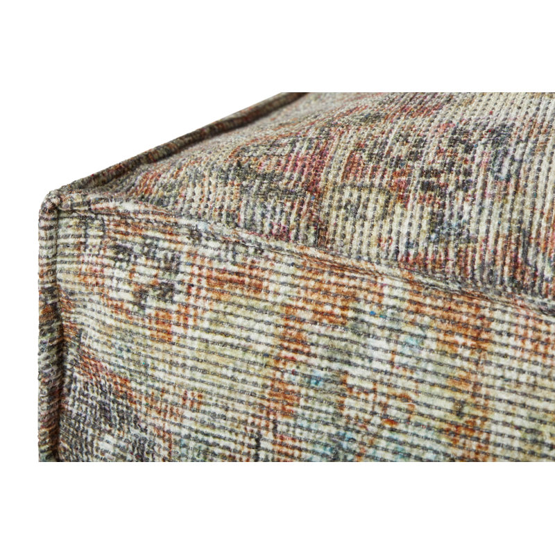 Cris Multicolor Cotton and Polyester Square Pouf