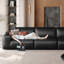 Très grand canapé en cuir véritable noir, très grand canapé pour 4 à 5 places de 125,98 po, canapé modulaire moderne pour les salons spacieux