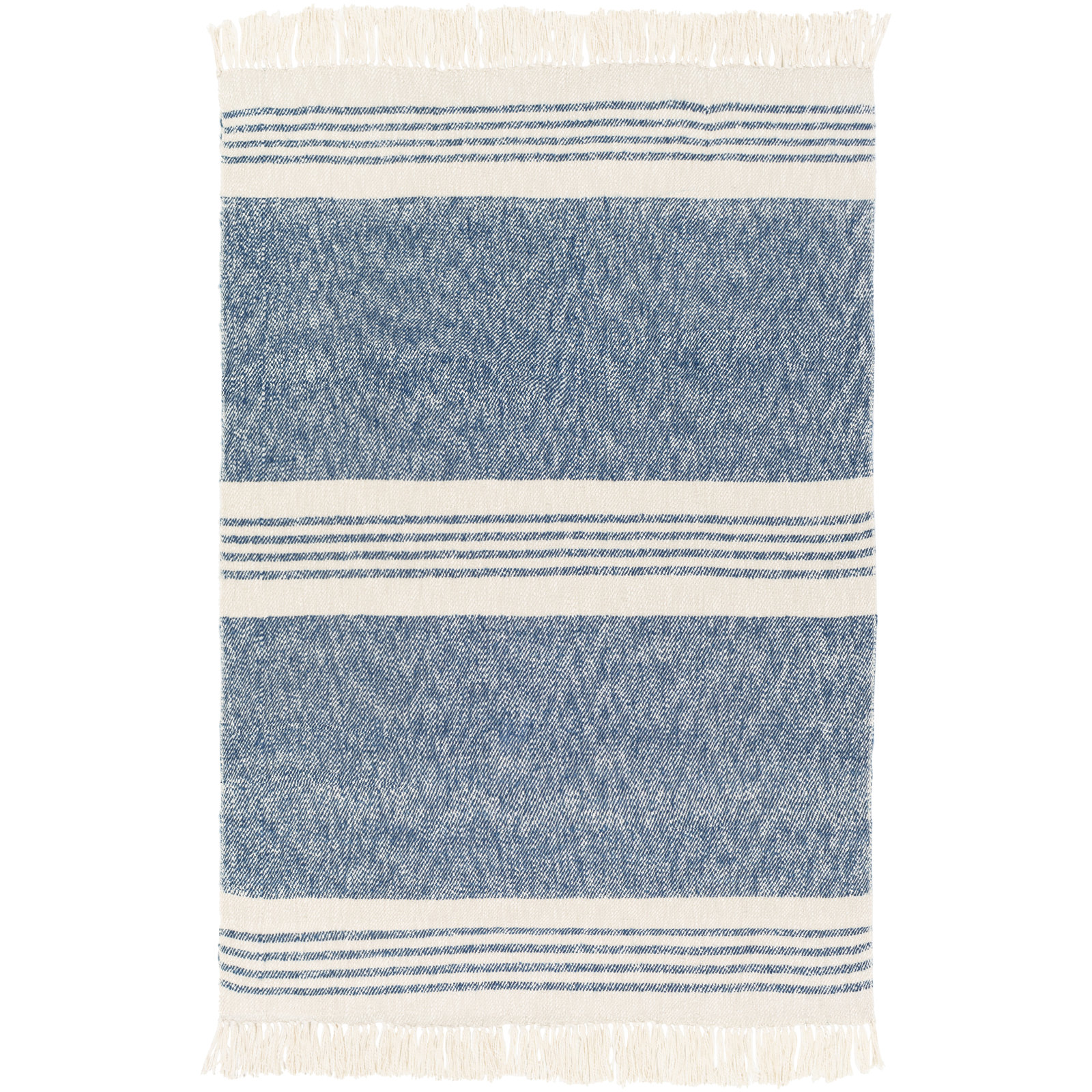 Sully Throw Blanket, Dark Blue/Cream