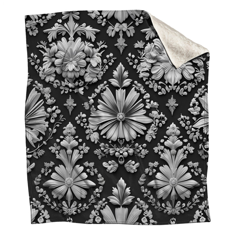 Floral Damask Pattern Blankets, 50in W x 60in H