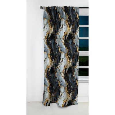 Gilded Gold And Black Luxe Marble Splendor - Abstract Marble Blackout Curtain - 1 Panels