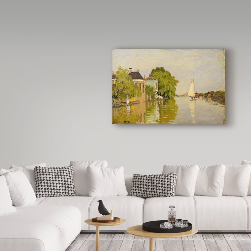 « houses on the achterzaan » par claude monet, reproduction de peinture à l’huile sur toile tendue