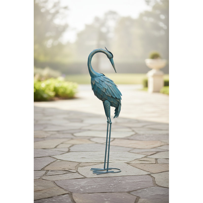 Bird Crane Metal Garden Statue