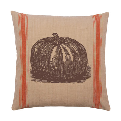 Pumpkin Feed Sack Embroidered Throw Pillow
