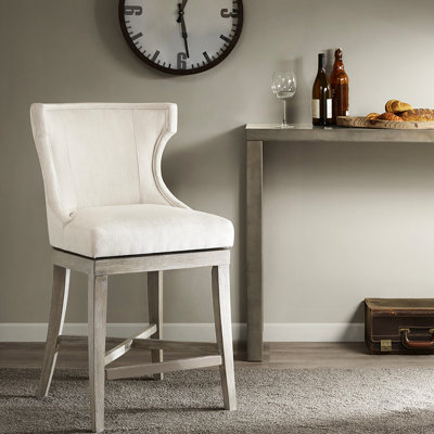 Tabouret de comptoir avec passepoil - capacité de 300 lb, l 21,45 po x H 39 po, distance des pieds 16,25 po, housse crème