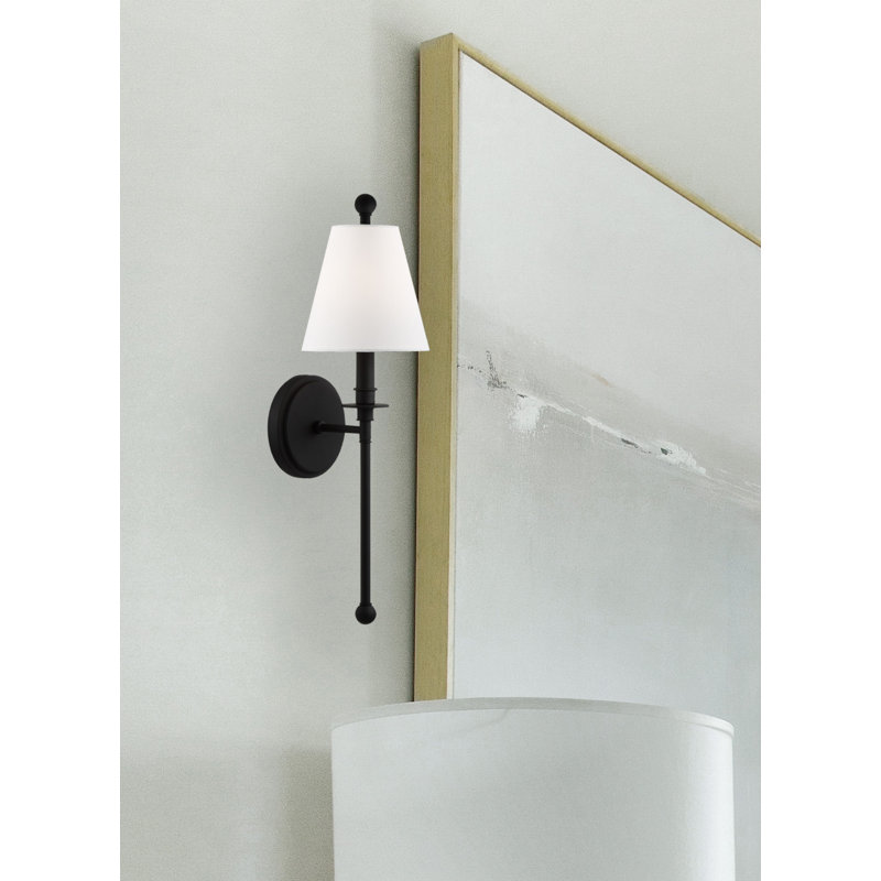 Lumley Stainless Steel Armed Sconce, Black Forged