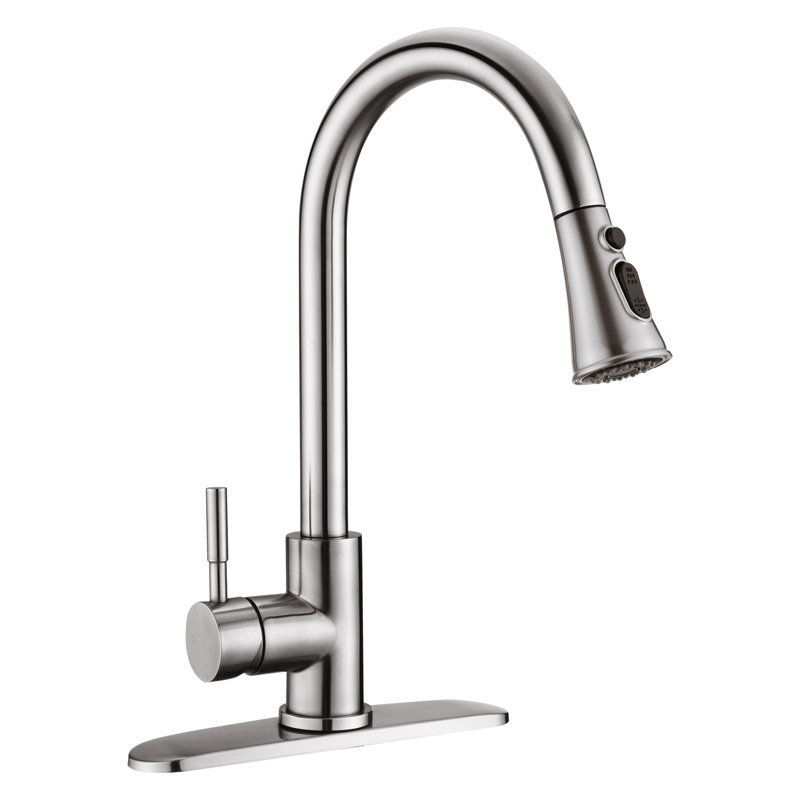 Robinet de cuisine à poignée simple, Nickel brossé