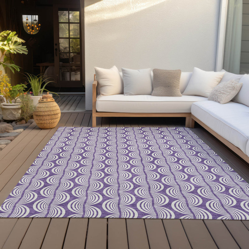 Purple Rectangular Synthetic Easy Care Washable Rug