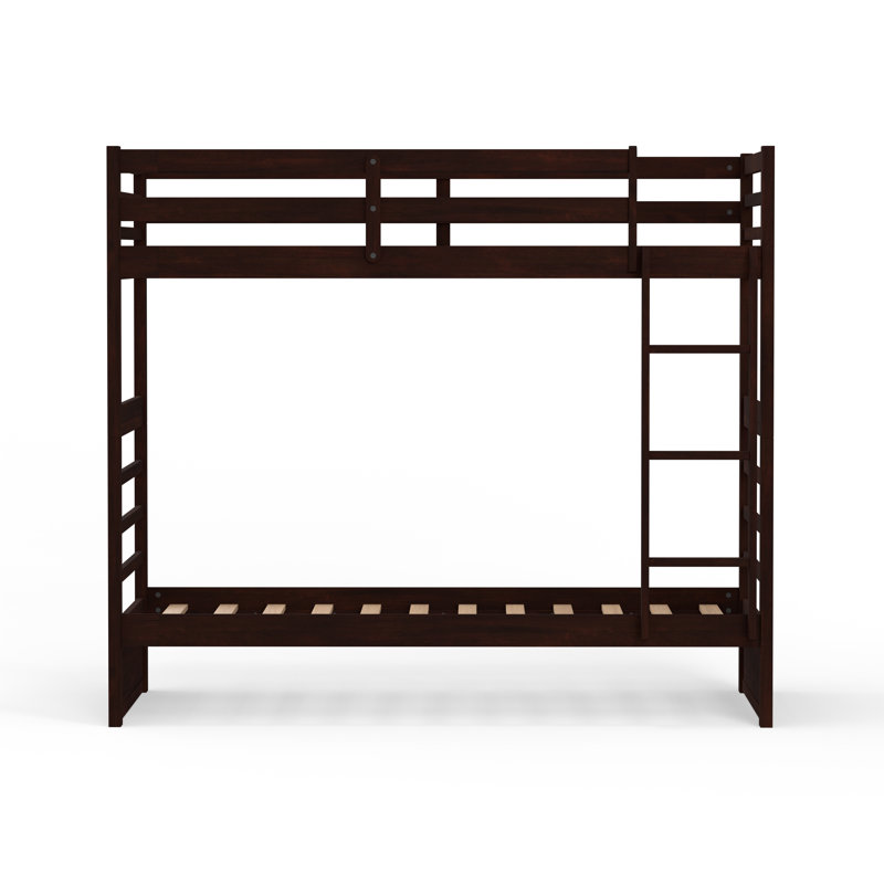 Geatano Solid Wood Twin Over Twin Bunk Bed, Espresso