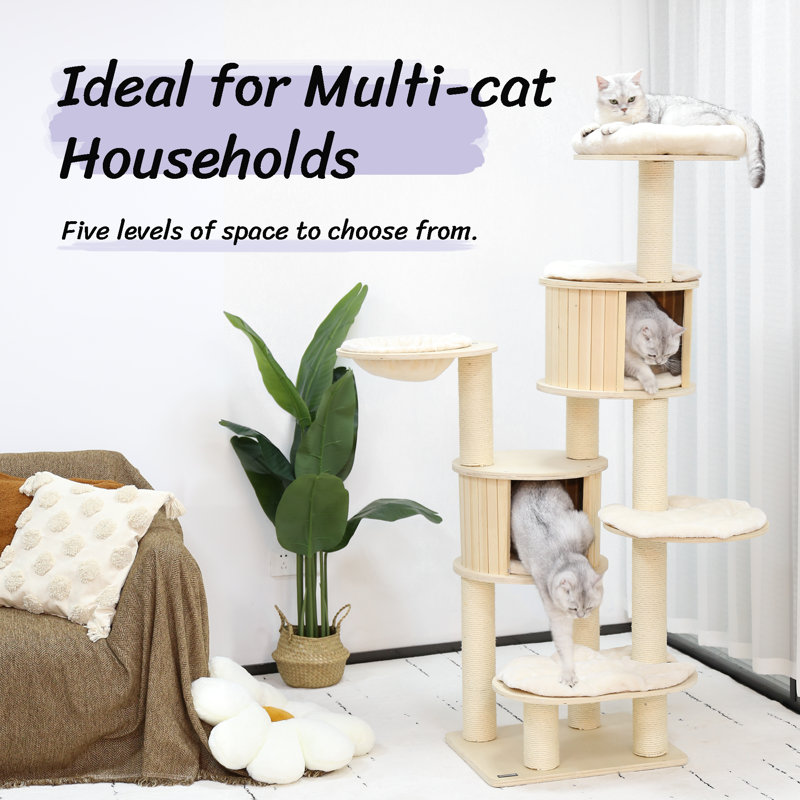 Arbre à chat en bois pour grands chats 67 po Dujka