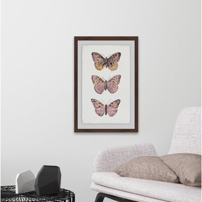 " Pink Butterfly Trio " Painting Print