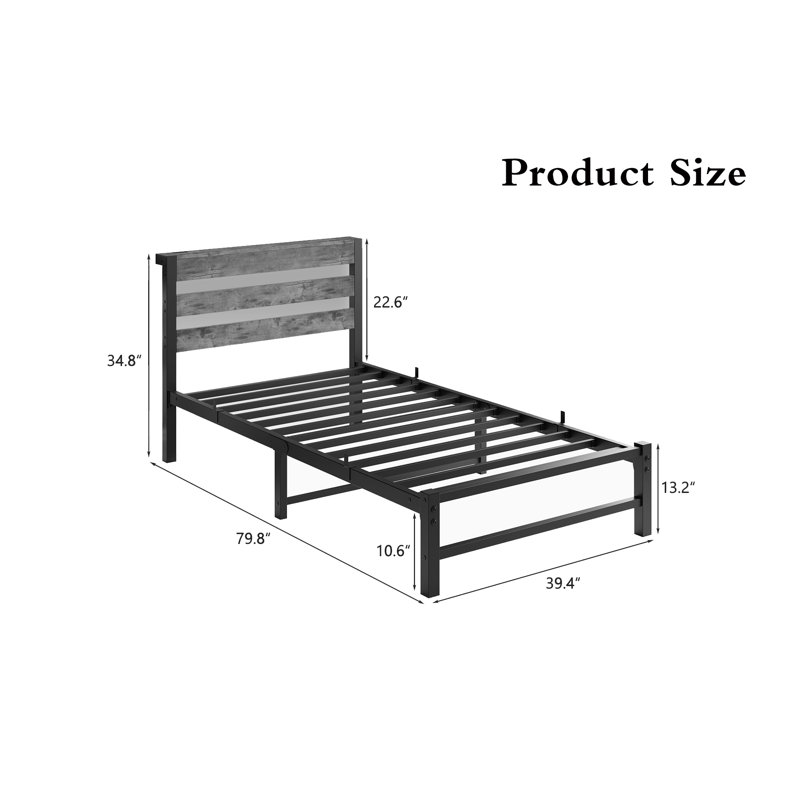Twin Size Bed Frame, Black