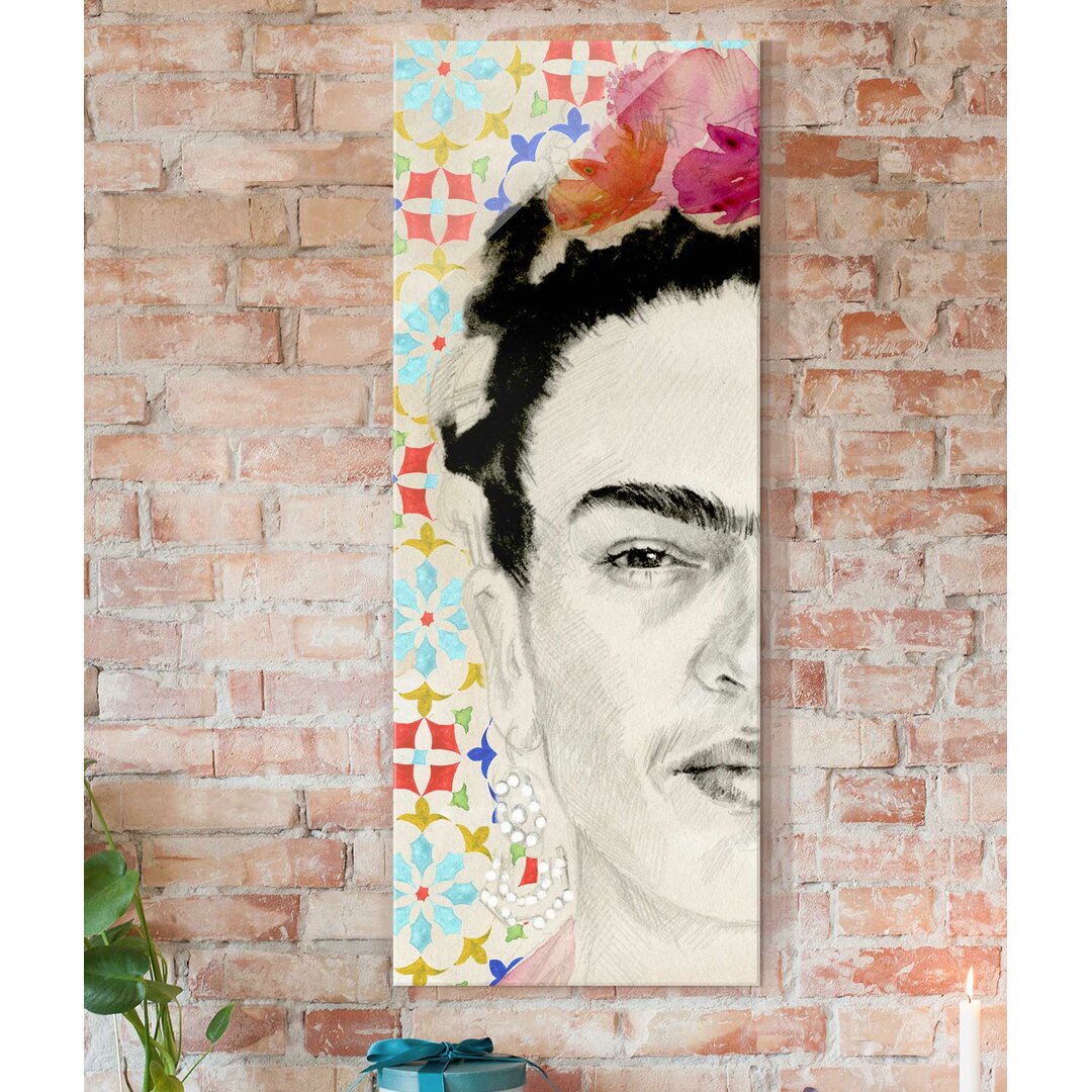 Glasbild Frida mit rosa Blüten I