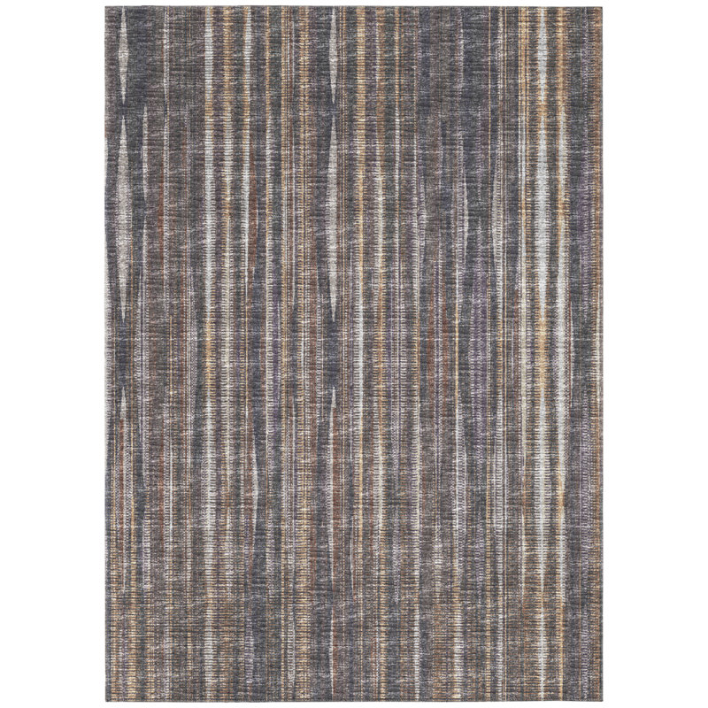 Tapis brun rectangulaire en chenille tissé à plat à la machine Amila, Rectangle 5 pi x 7 pi 6 po