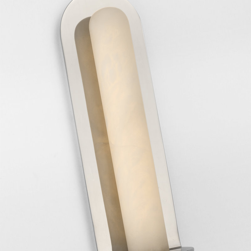 Kelly Wearstler Fosse 28" Linear Tube Sconce with Alabaster, Polished Nickel