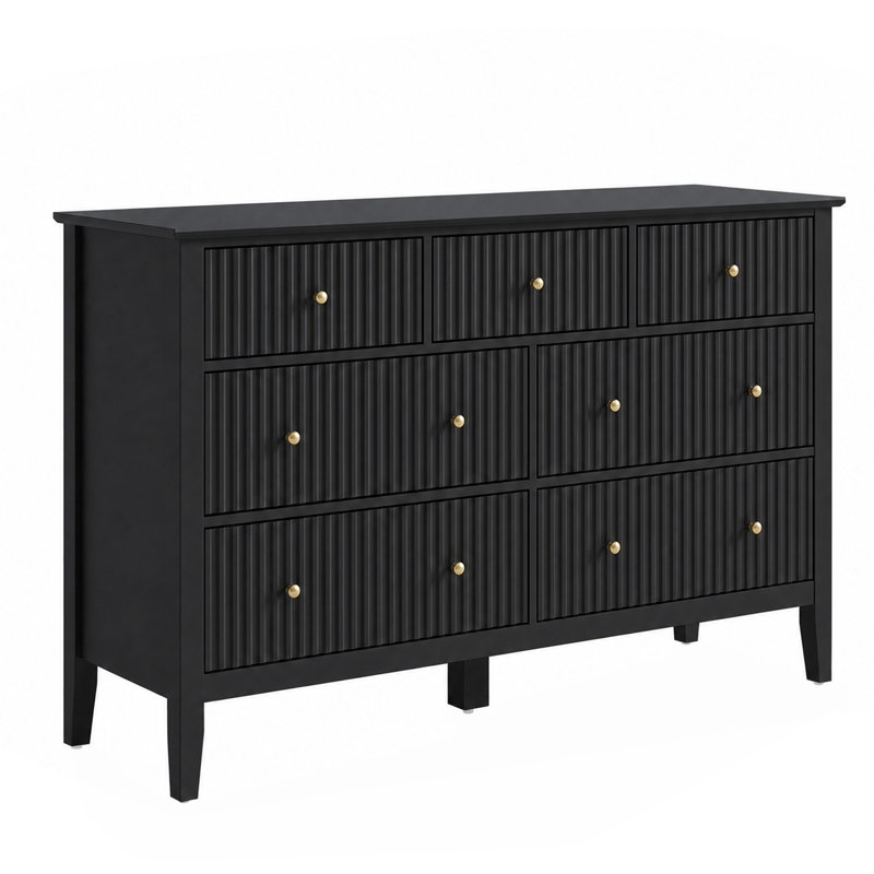 Commode 7 tiroirs Philomena, l 53,1 po, Black