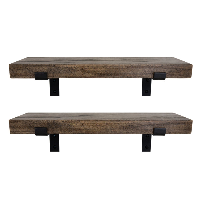 Emerald Lee 2 Piece Oak Bracket Shelf, 2"H x 56"W x 4.5"D