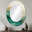 Doré et vert Soft Wave Fusion II - miroir mural ovale moderne-858369450