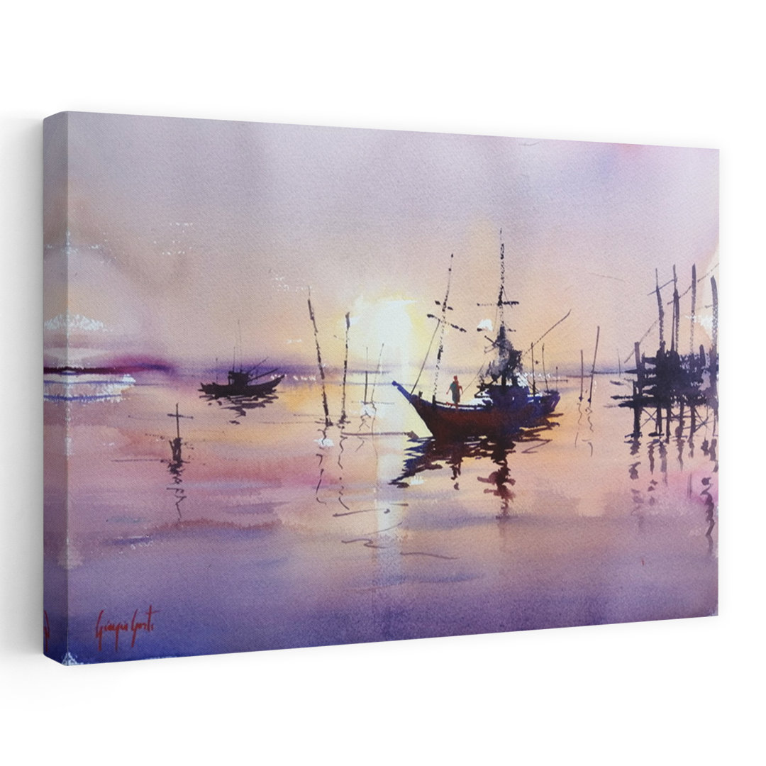 Tranquil Sunset Reflections Colorful Peaceful Serene Coastal Sunrise Wall Art Print
