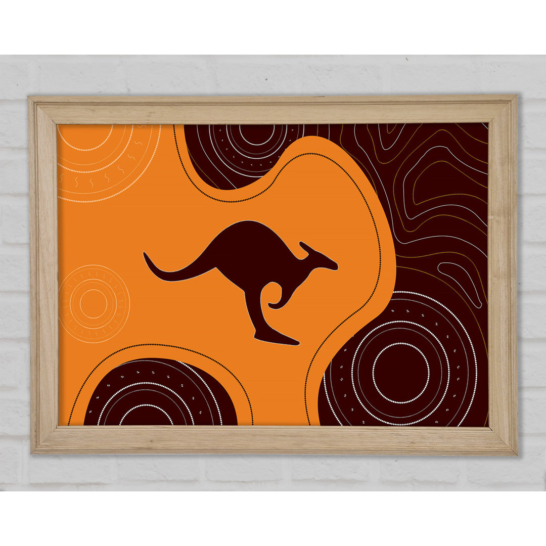 Gerahmter Kunstdruck Aboriginal Kangaroo 3