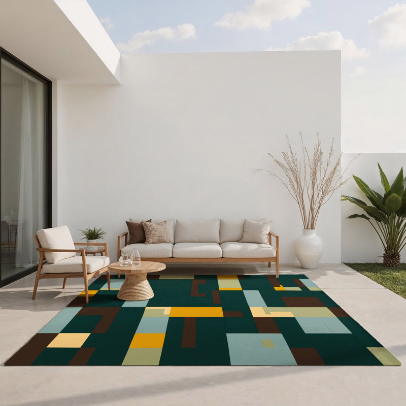 Tapis intérieur et extérieur Mosaic Mountains, Rectangle 4pi x 6 pi