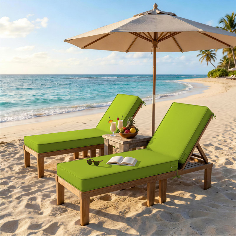 Coussin de chaise longue d'extérieur Wynee, L 25,8 po x P 79,75 po, Vert gazon