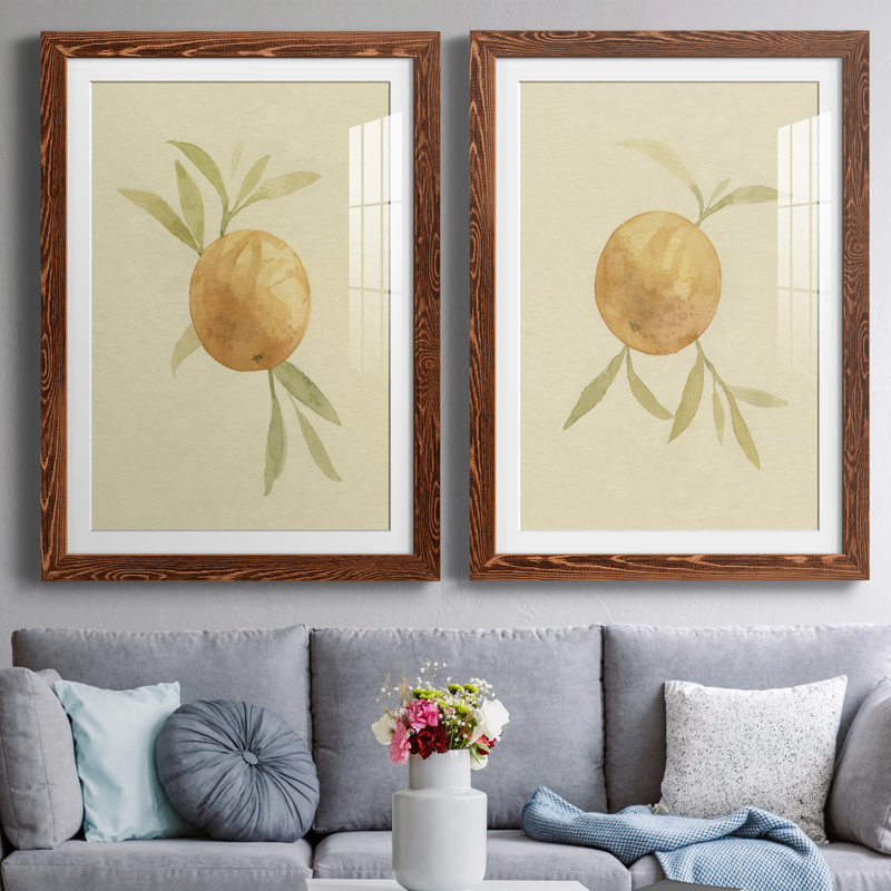Dappled Oranges I Premium encadré mat - prêt à être accroché, Érable, H 37,5 po x l 55 po x P 1,5 po