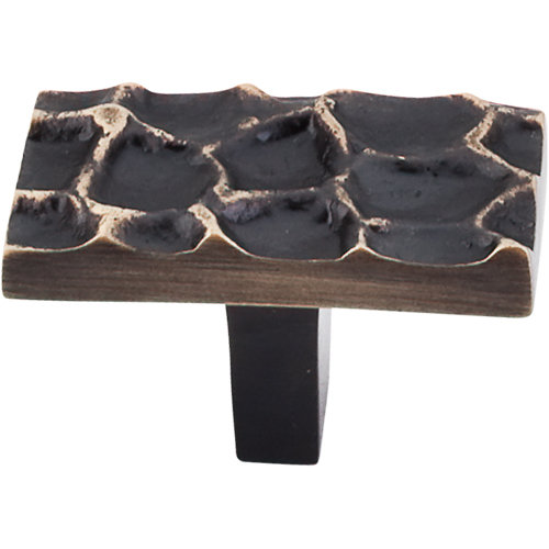 Cobblestone 1 7/8" Length Rectangle Knob, Brass Antique