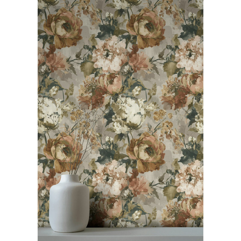 Papier peint floral, adhésif mural rétro, décoration murale rustique