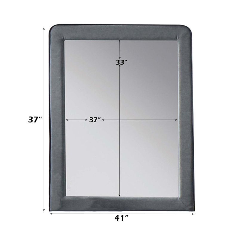 Valda 28"x36" Mirror, Light Gray Fabric