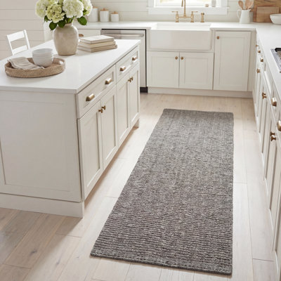 Tapis gris en jute / sisal tissé à plat à la main Alda