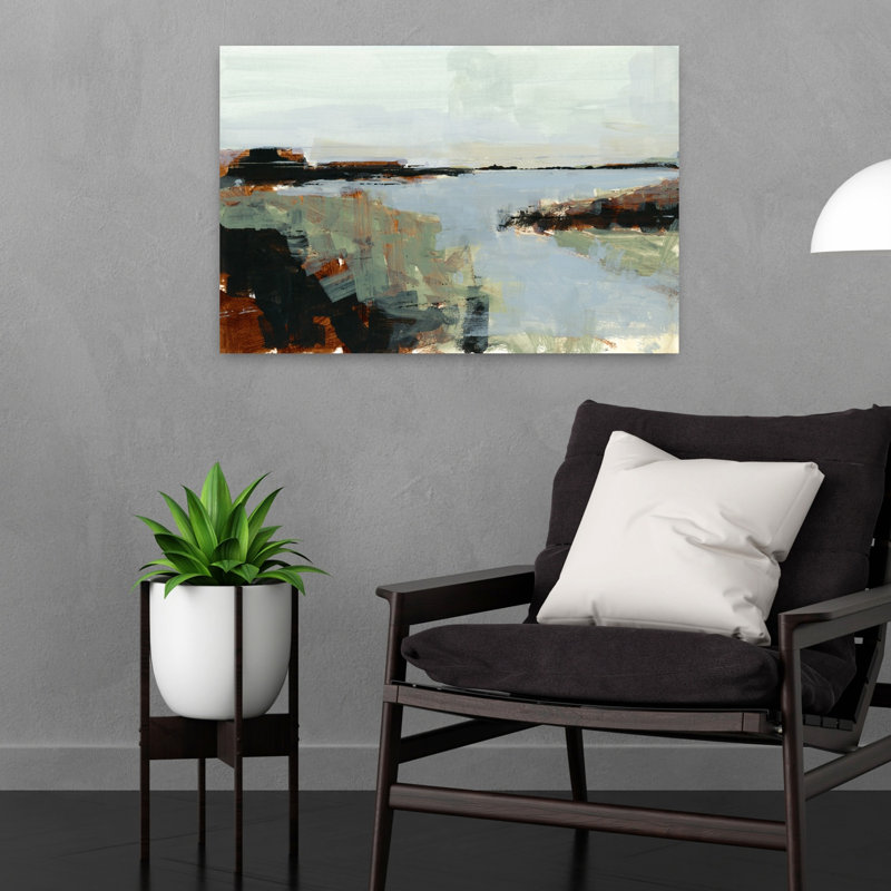 Art mural de paysage abstrait contemporain contemporain, H 24 po x l 16 po