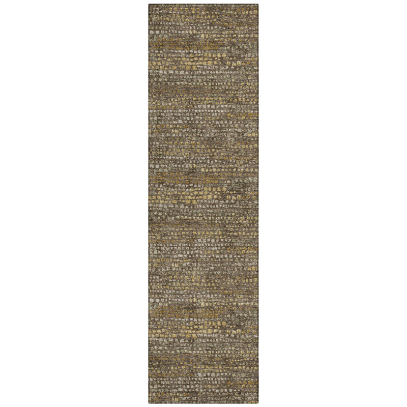 Machine Washable Indoor/Outdoor Chantille ACN2641 Abstract Rug, 2'3" x 7'6" Runner, Chocolate