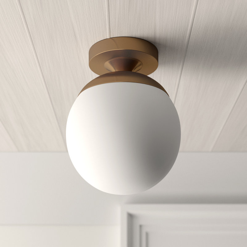 Plafonnier semi-encastré à 1 lumière 8 po Meri, Non, Laiton satiné, Transparent