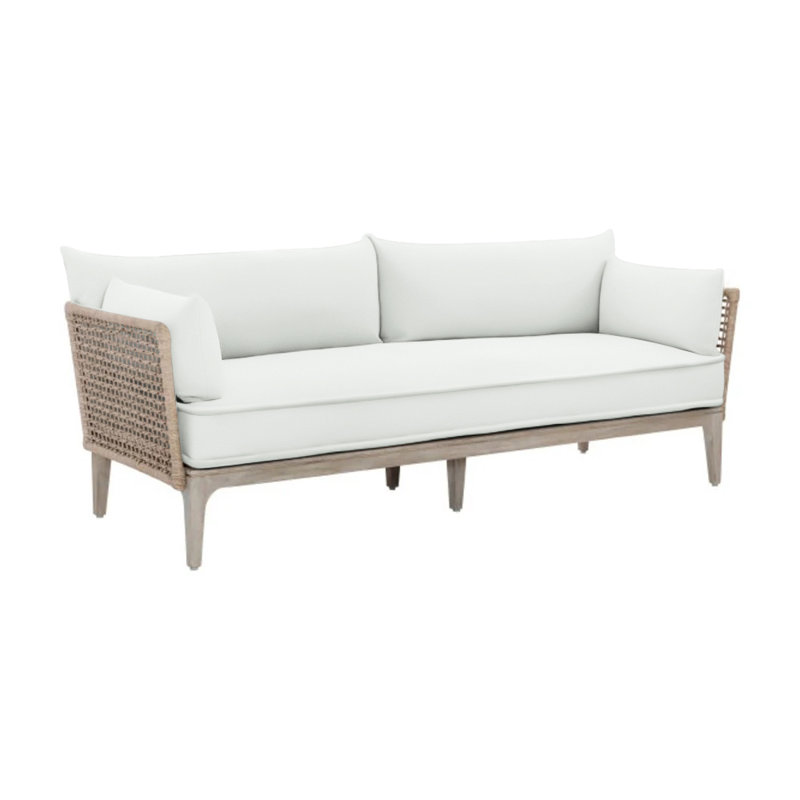 Catalonia Outdoor Teak Loveseat, White Vinyl 6503-000