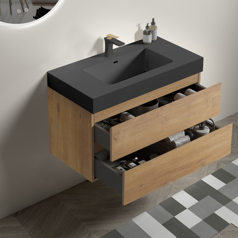 Wall Mounted With Solid Surface Top, 36 Inch