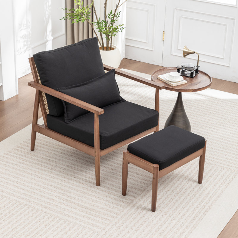 Fauteuil avec repose-pieds Juntier, Noir