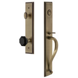Carré Handleset with Single Cylinder Deadbolt and Lyon Door Knob and Rosette