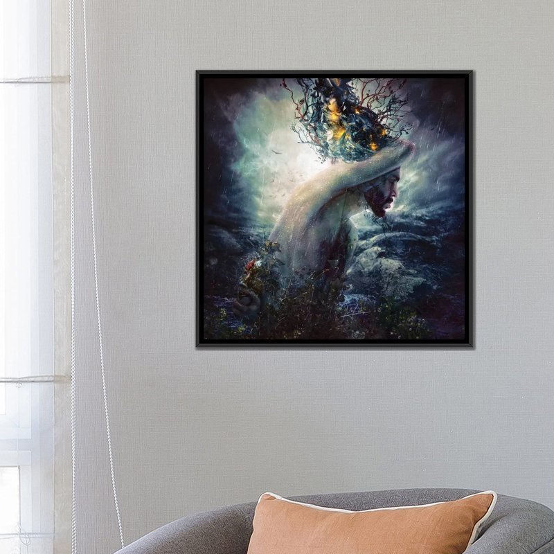 «Charade», impression sur toile, H 26 po x l 26 po x P 1,5 po, Toile avec cadre noir, Pas de tapis
