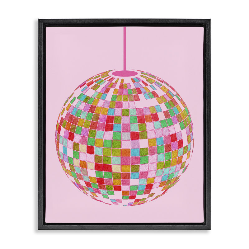 "Bold Moted Disco Ball", art mural encadré par Daphne Polselli, Cadre flottant noir de jais, H 21 po x l 17 po
