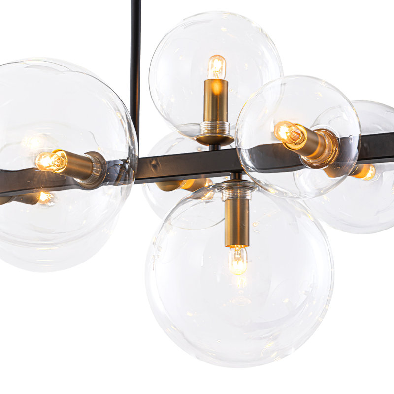 12-Light Clear Glass Linear Chandelier