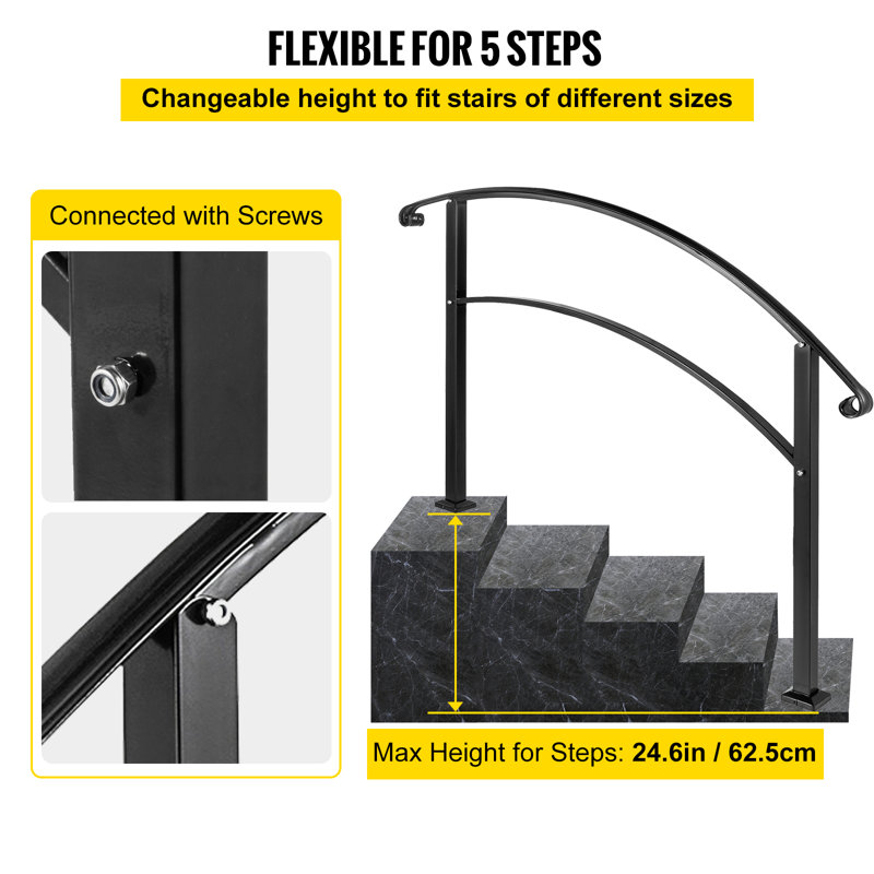 Rampes réglables en fer forgé VEVOR, Noir, H 38 po x l 48 po x P 3,9 po