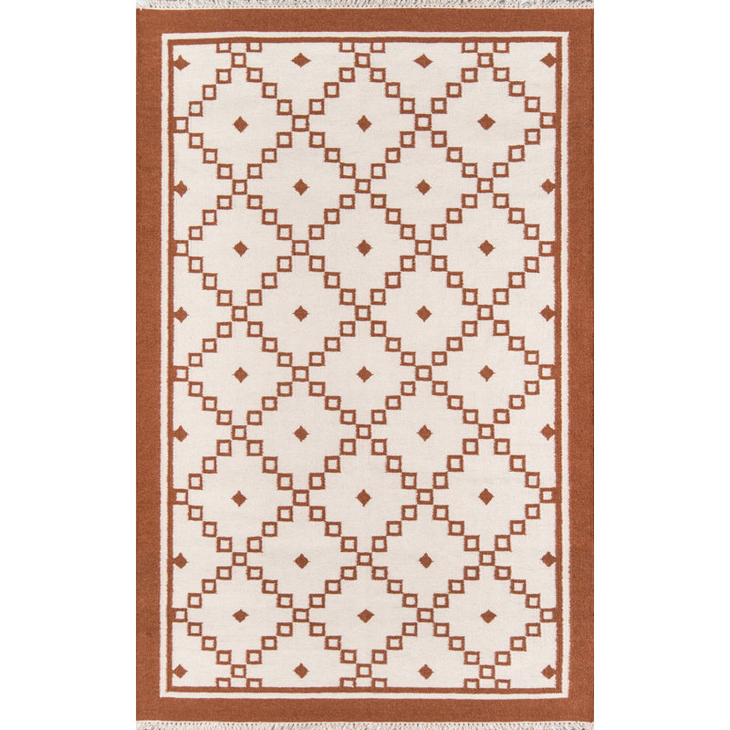Thompson Wool Geometric Area Rug in Brown, Rectangle 7'6" x 9'6"