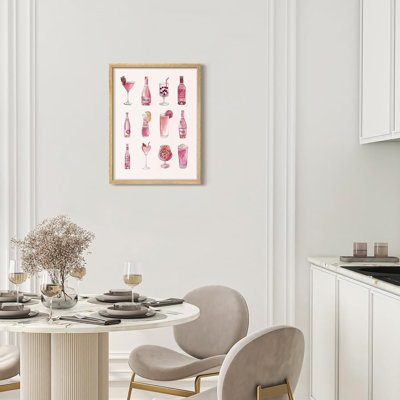 Petit cocktail rose avec illustration de boissons élégantes