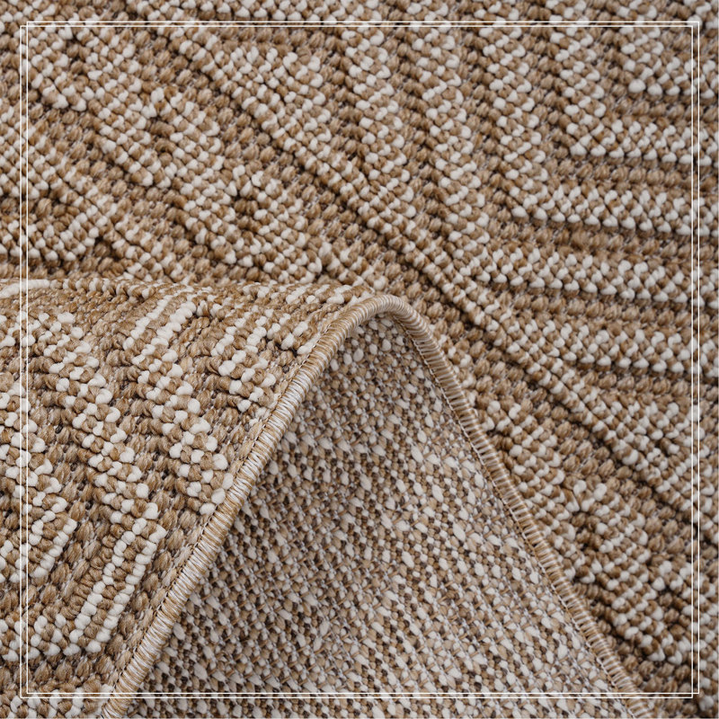 Mocha /Geometric Indoor/Outdoor Area Rug, Rectangle 7'9" x 10'
