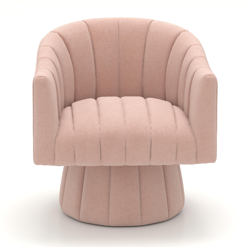 Ghinita Velvet Swivel Barrel Chair, Pink Velvet